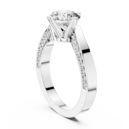 Round Lab Grown Diamond Bypass Pave Set Engagement Ring