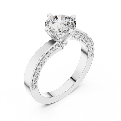 Round Lab Grown Diamond Bypass Pave Set Engagement Ring