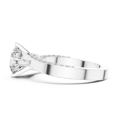 Round Lab Grown Diamond Bypass Pave Set Engagement Ring