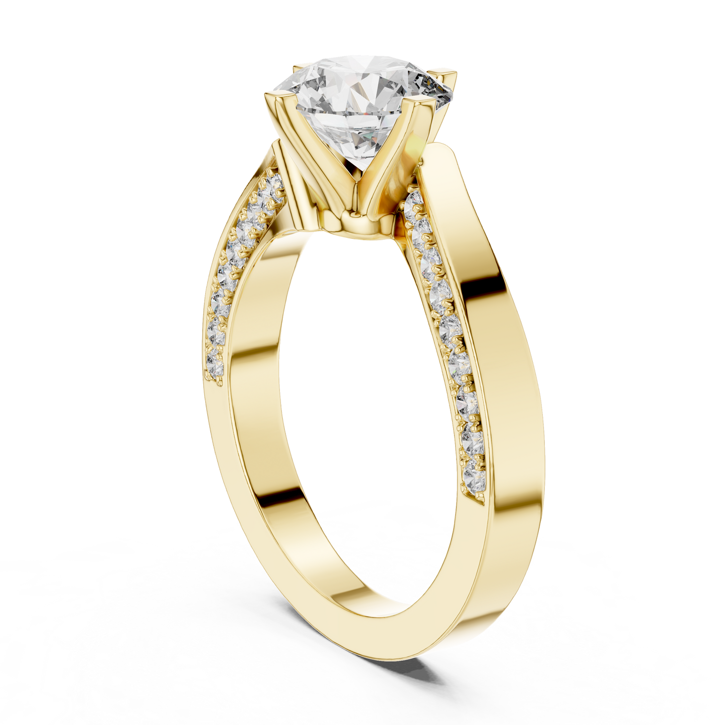 Round Lab Grown Diamond Bypass Pave Set Engagement Ring