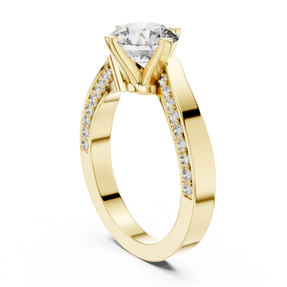Round Lab Grown Diamond Bypass Pave Set Engagement Ring