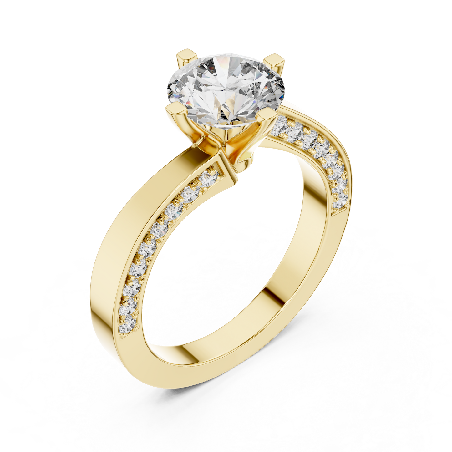 Round Lab Grown Diamond Bypass Pave Set Engagement Ring