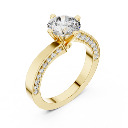 Round Lab Grown Diamond Bypass Pave Set Engagement Ring