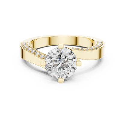 Round Lab Grown Diamond Bypass Pave Set Engagement Ring