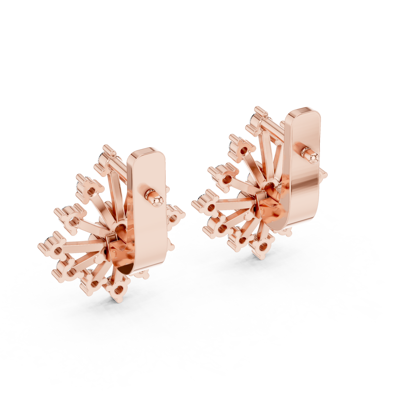 Round Lab Grown Diamond Snowflake Earrings in Yellow Gold