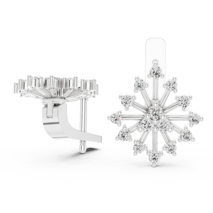 Round Lab Grown Diamond Snowflake Earrings in Yellow Gold