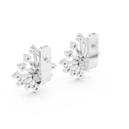 Round Lab Grown Diamond Snowflake Earrings in Yellow Gold