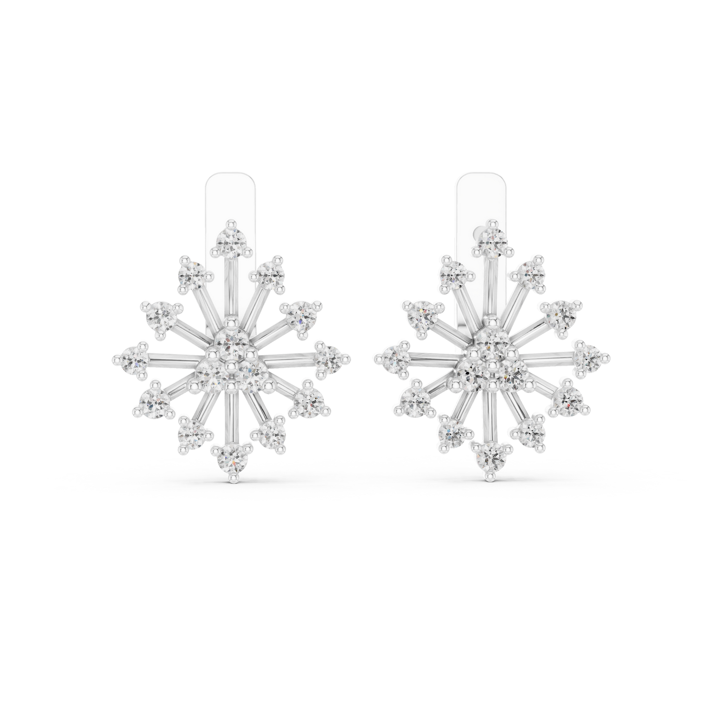 Round Lab Grown Diamond Snowflake Earrings in Yellow Gold