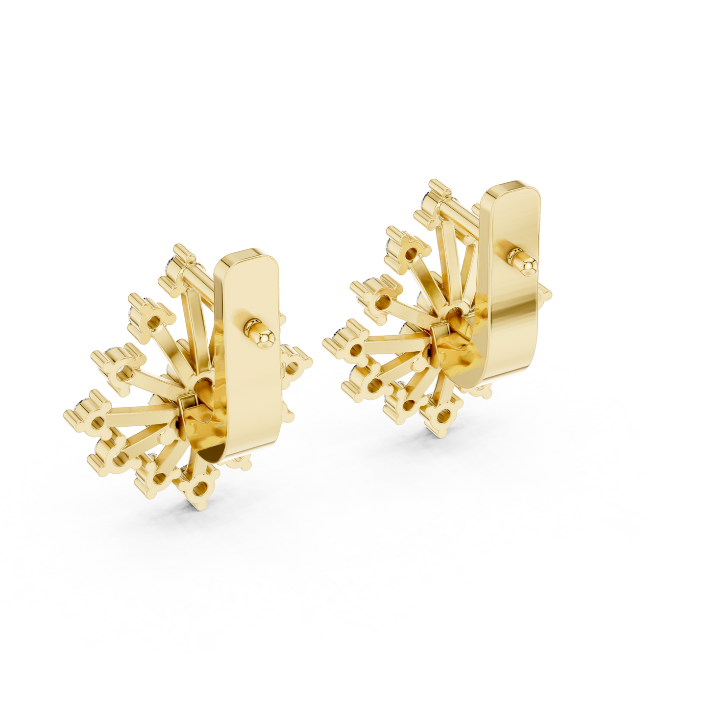 Round Lab Grown Diamond Snowflake Earrings in Yellow Gold