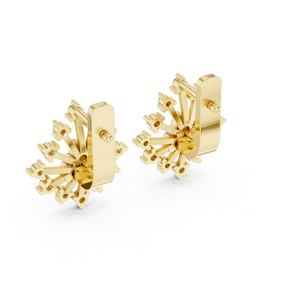 Round Lab Grown Diamond Snowflake Earrings in Yellow Gold