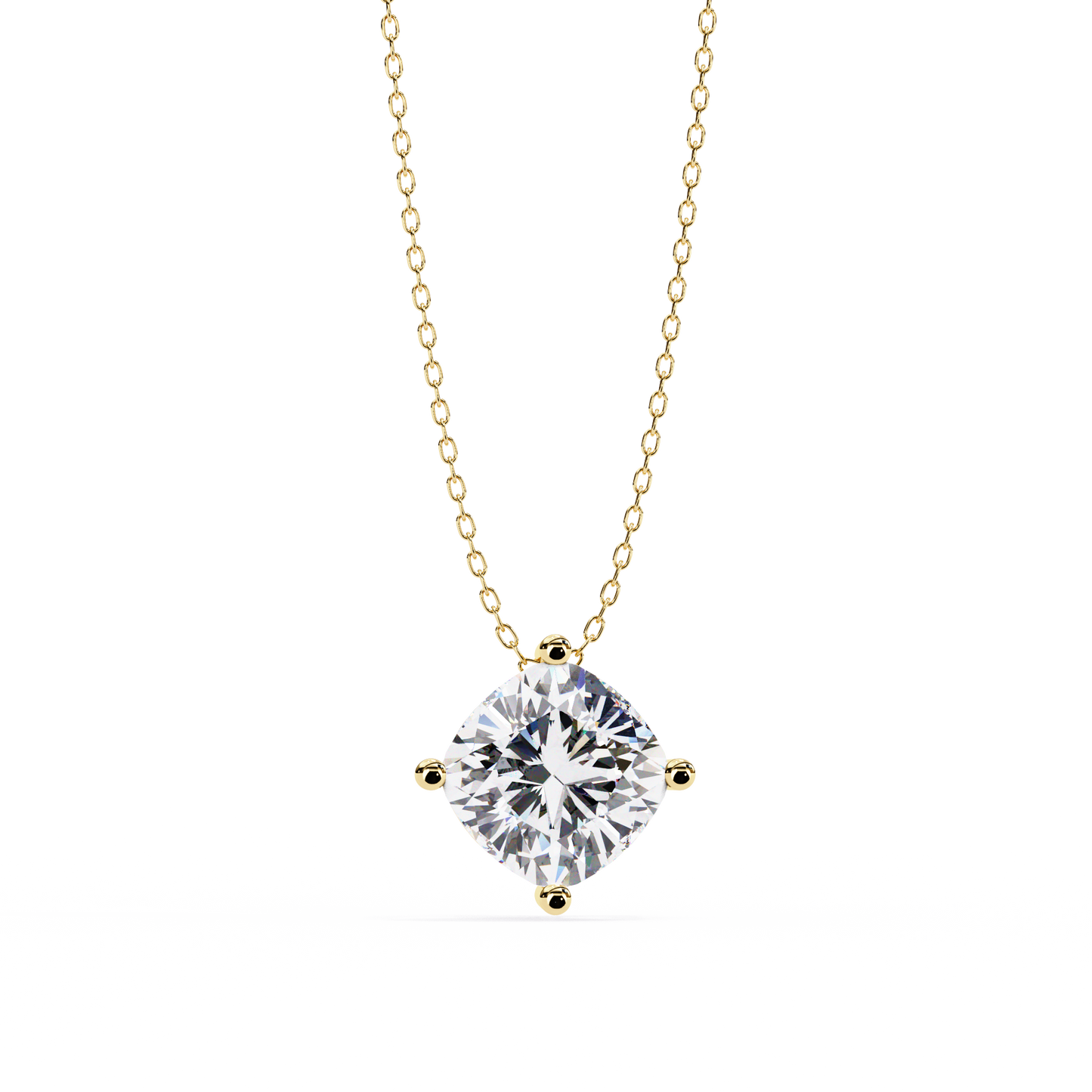 2.36 CT Cushion Cut Lab Grown Diamond Four Prong Pendant