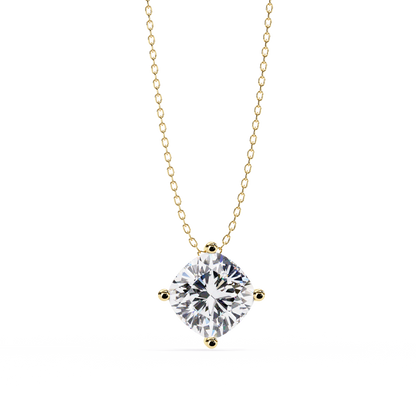 2.36 CT Cushion Cut Lab Grown Diamond Four Prong Pendant