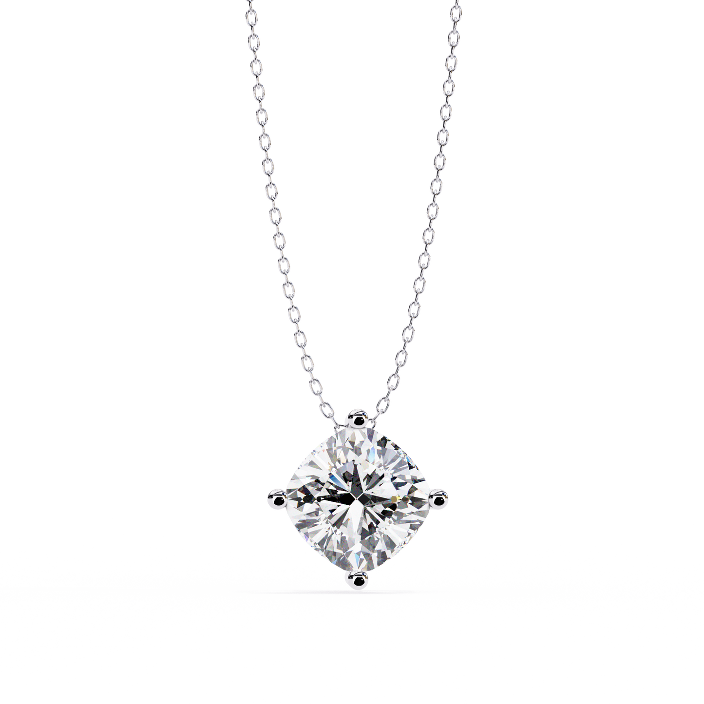 2.36 CT Cushion Cut Lab Grown Diamond Four Prong Pendant