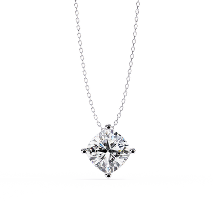 2.36 CT Cushion Cut Lab Grown Diamond Four Prong Pendant