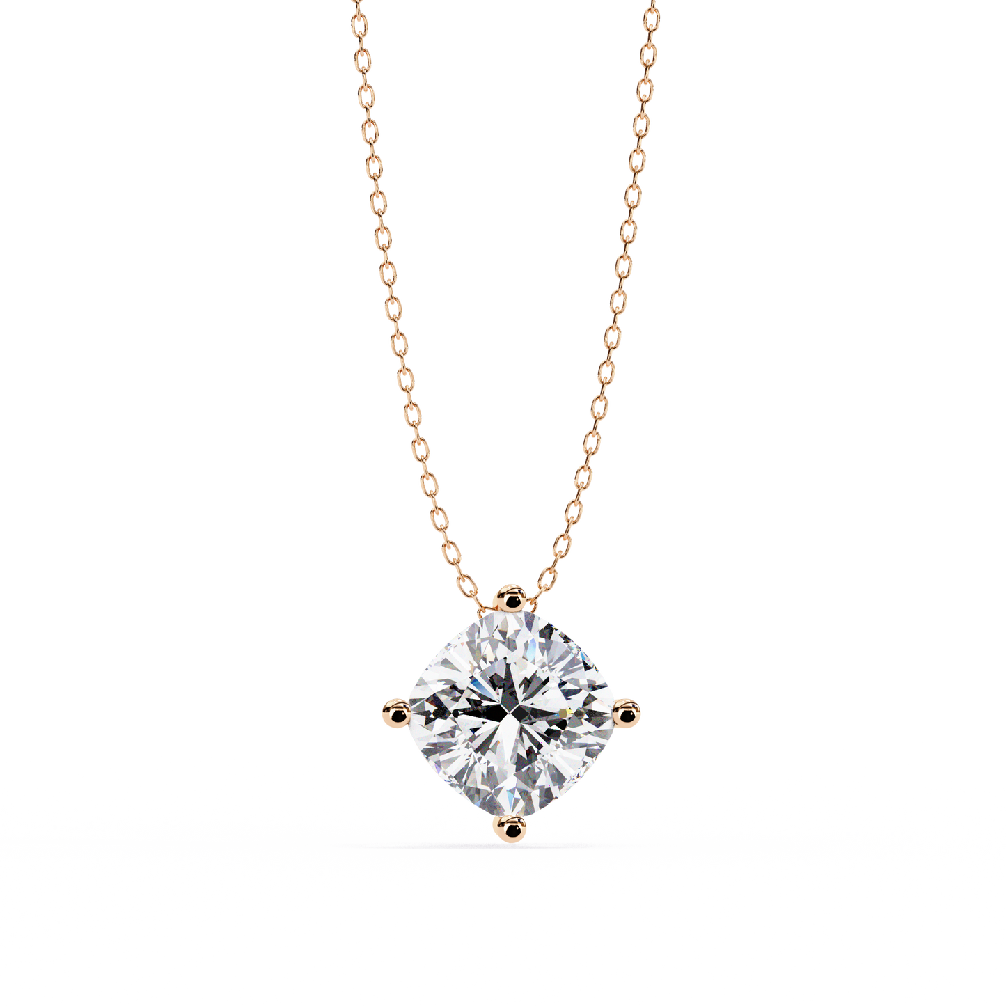 2.36 CT Cushion Cut Lab Grown Diamond Four Prong Pendant