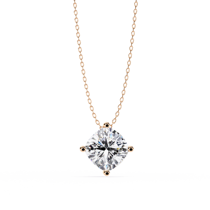 2.36 CT Cushion Cut Lab Grown Diamond Four Prong Pendant