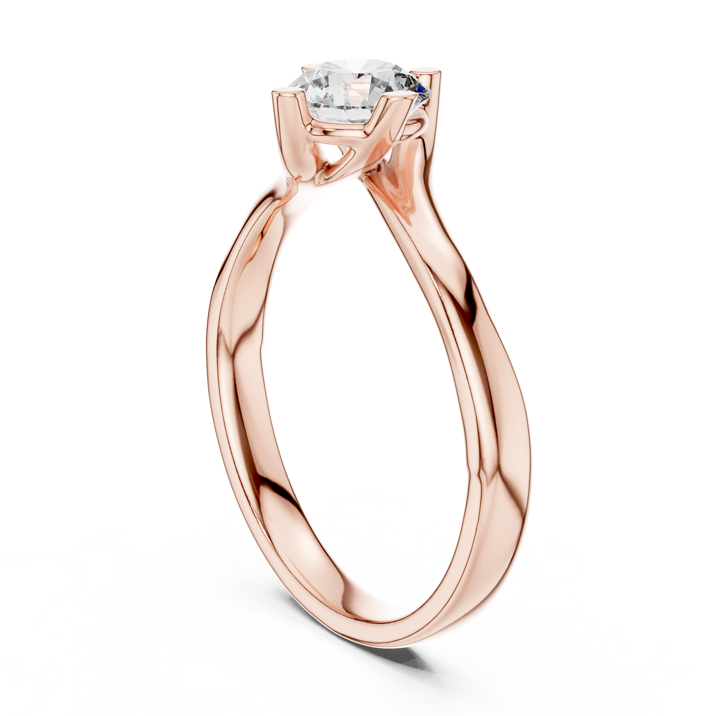Round Lab Diamond Bypass Shank Solitaire Set Engagement Ring
