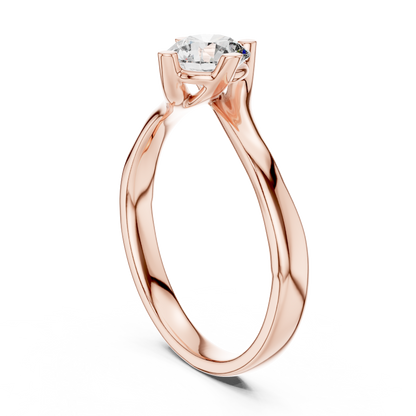 Round Lab Diamond Bypass Shank Solitaire Set Engagement Ring
