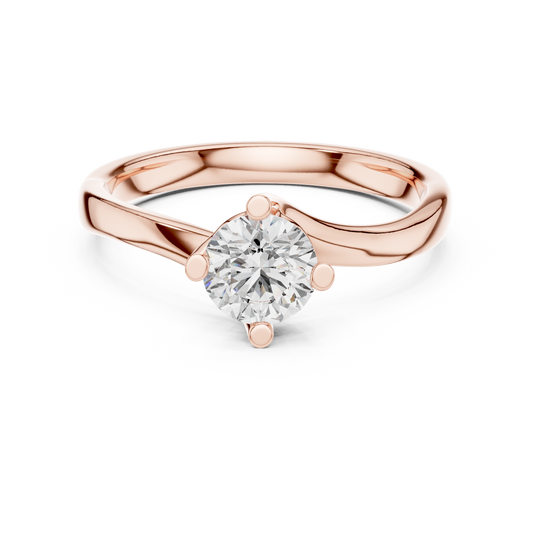 Round Lab Diamond Bypass Shank Solitaire Set Engagement Ring