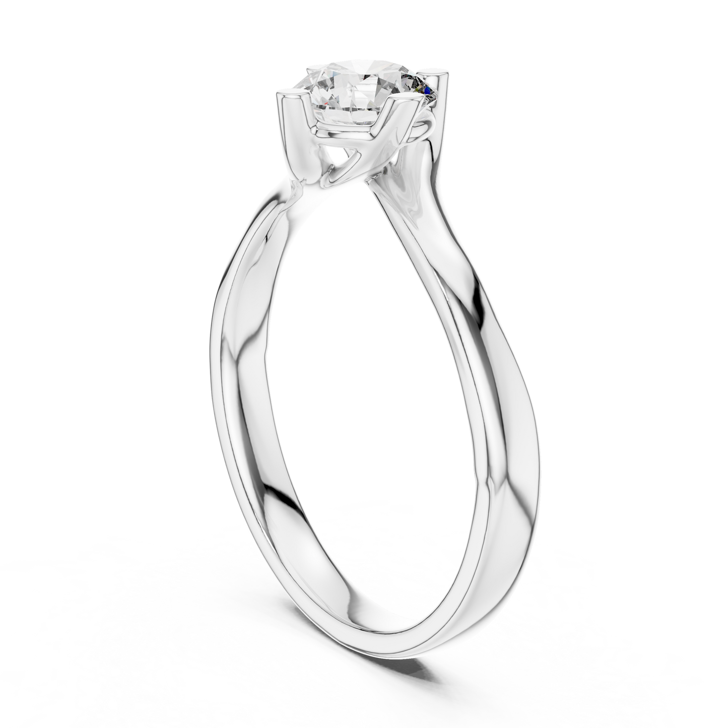 Round Lab Diamond Bypass Shank Solitaire Set Engagement Ring
