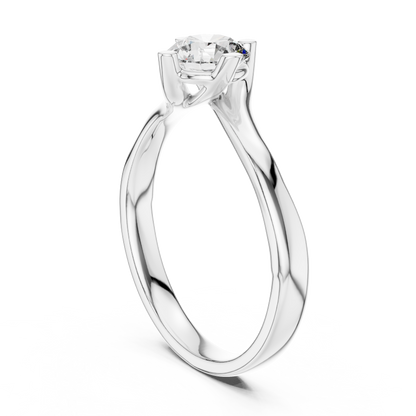 Round Lab Diamond Bypass Shank Solitaire Set Engagement Ring