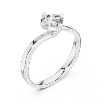 Round Lab Diamond Bypass Shank Solitaire Set Engagement Ring