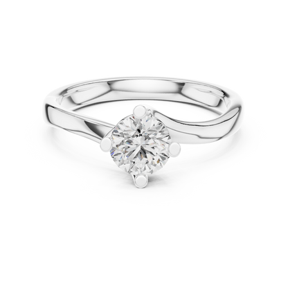 Round Lab Diamond Bypass Shank Solitaire Set Engagement Ring