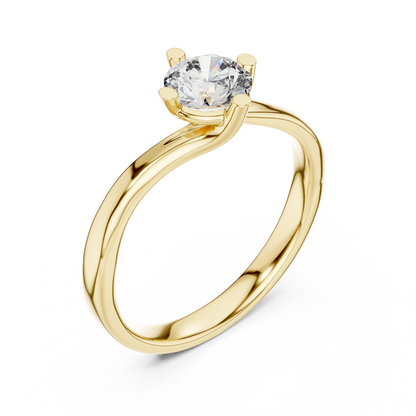 Round Lab Diamond Bypass Shank Solitaire Set Engagement Ring