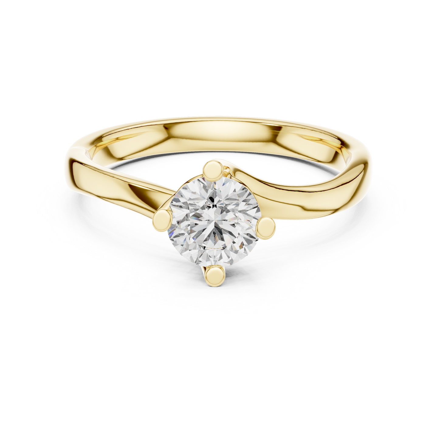 Round Lab Diamond Bypass Shank Solitaire Set Engagement Ring