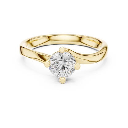 Round Lab Diamond Bypass Shank Solitaire Set Engagement Ring
