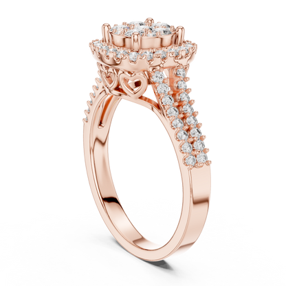 Round Cluster Lab Grown Diamond Halo Engagement Ring