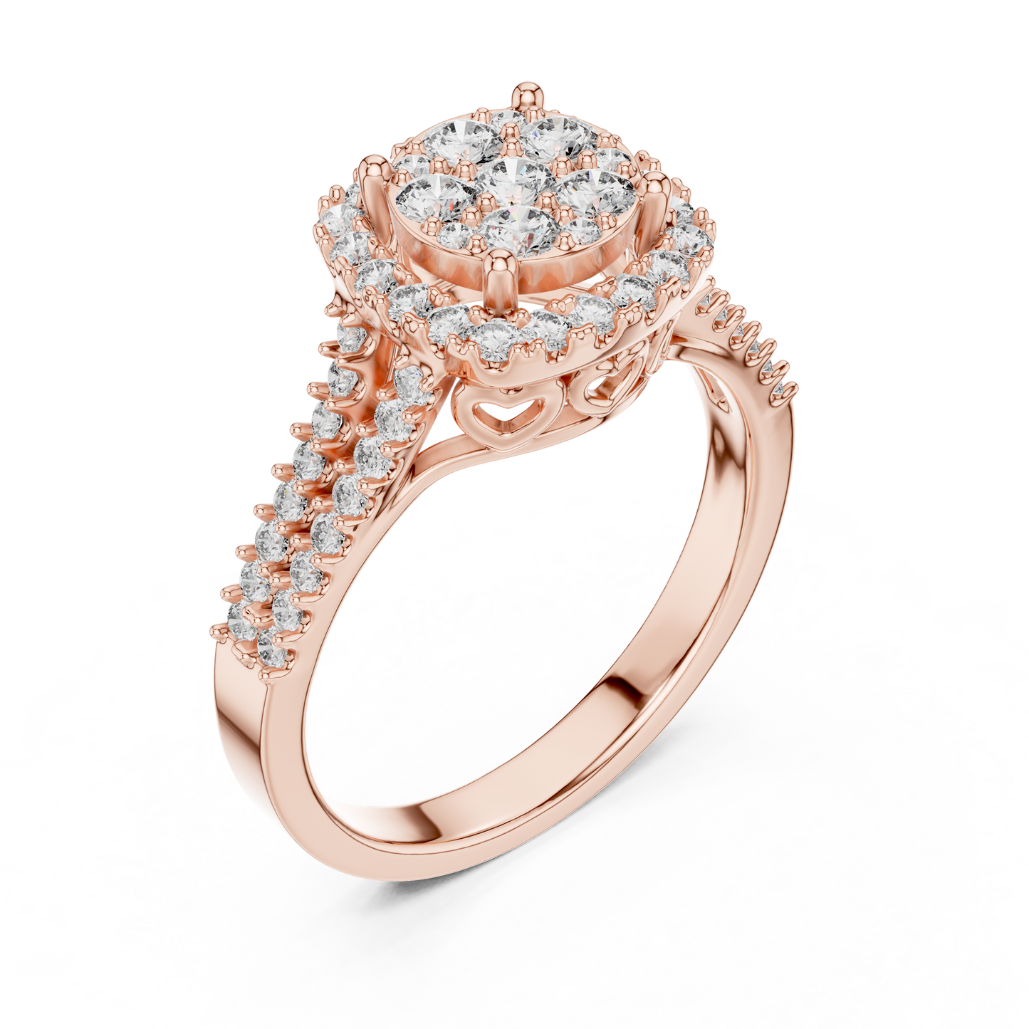Round Cluster Lab Grown Diamond Halo Engagement Ring