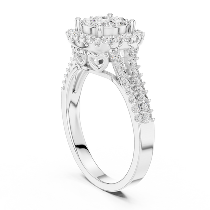 Round Cluster Lab Grown Diamond Halo Engagement Ring