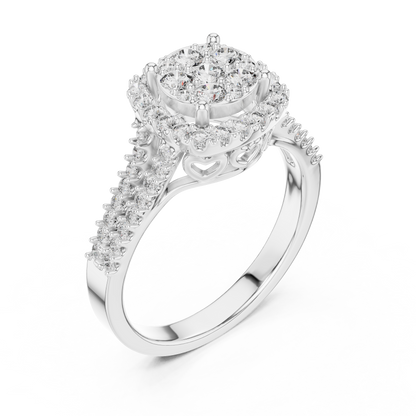 Round Cluster Lab Grown Diamond Halo Engagement Ring