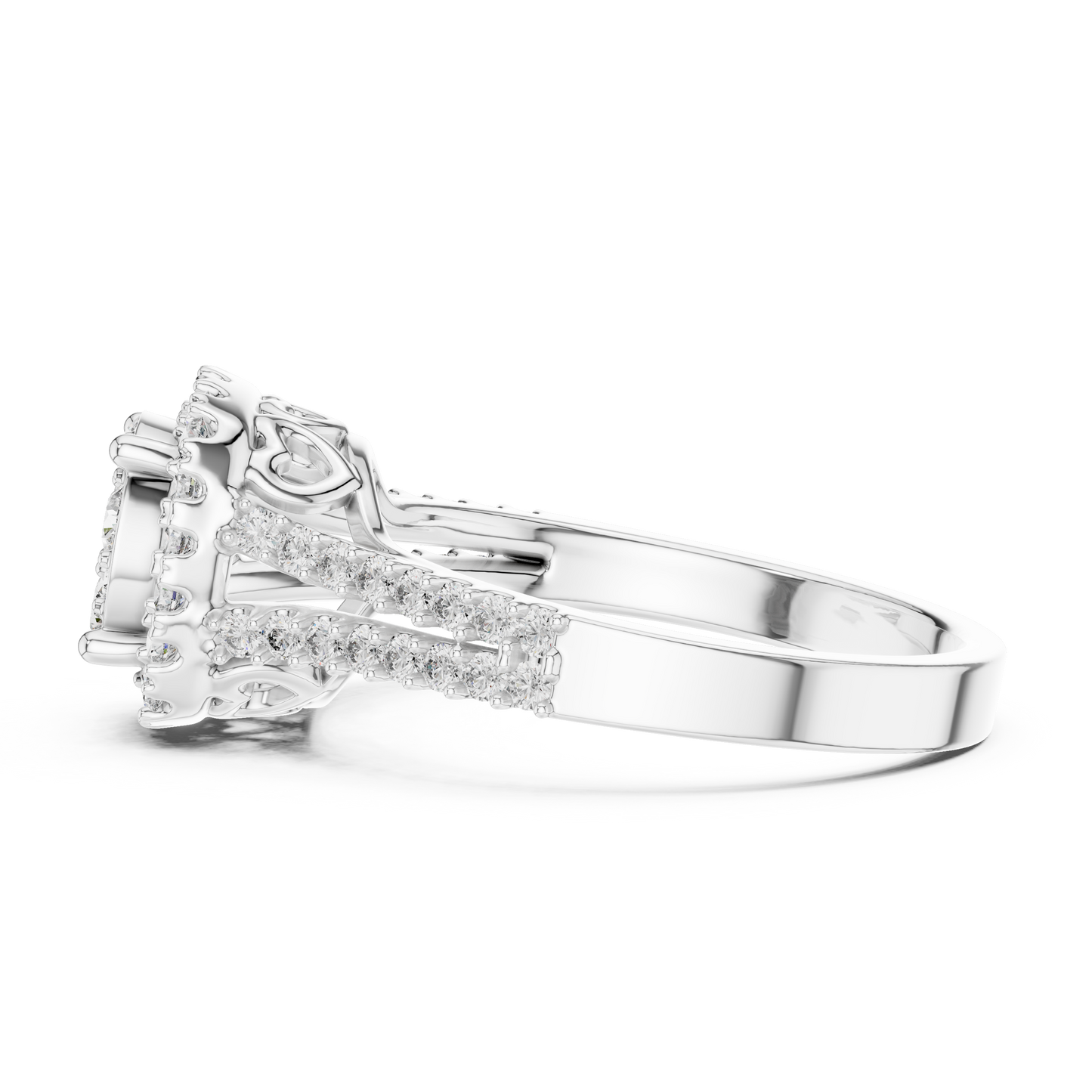 Round Cluster Lab Grown Diamond Halo Engagement Ring