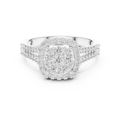Round Cluster Lab Grown Diamond Halo Engagement Ring