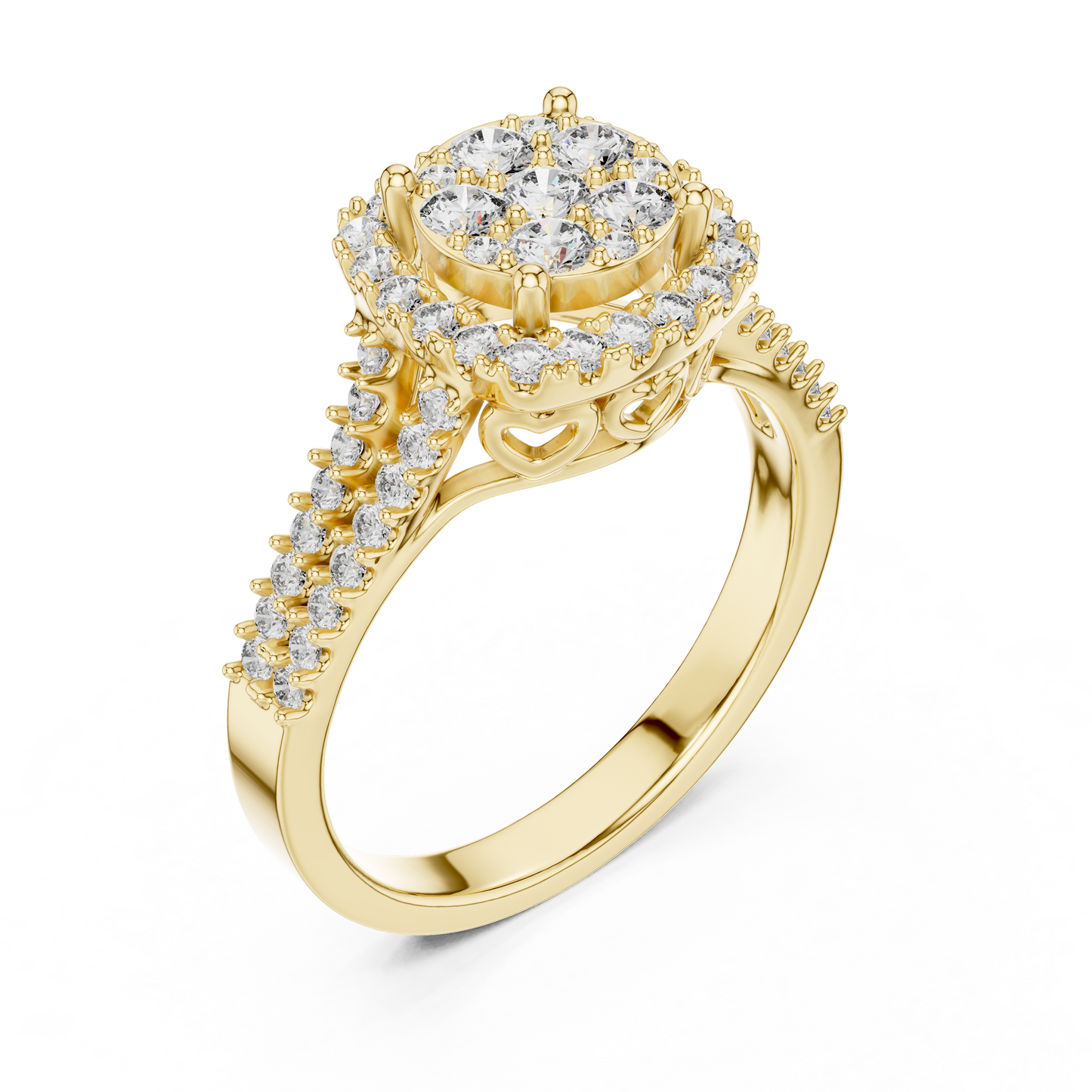 Round Cluster Lab Grown Diamond Halo Engagement Ring