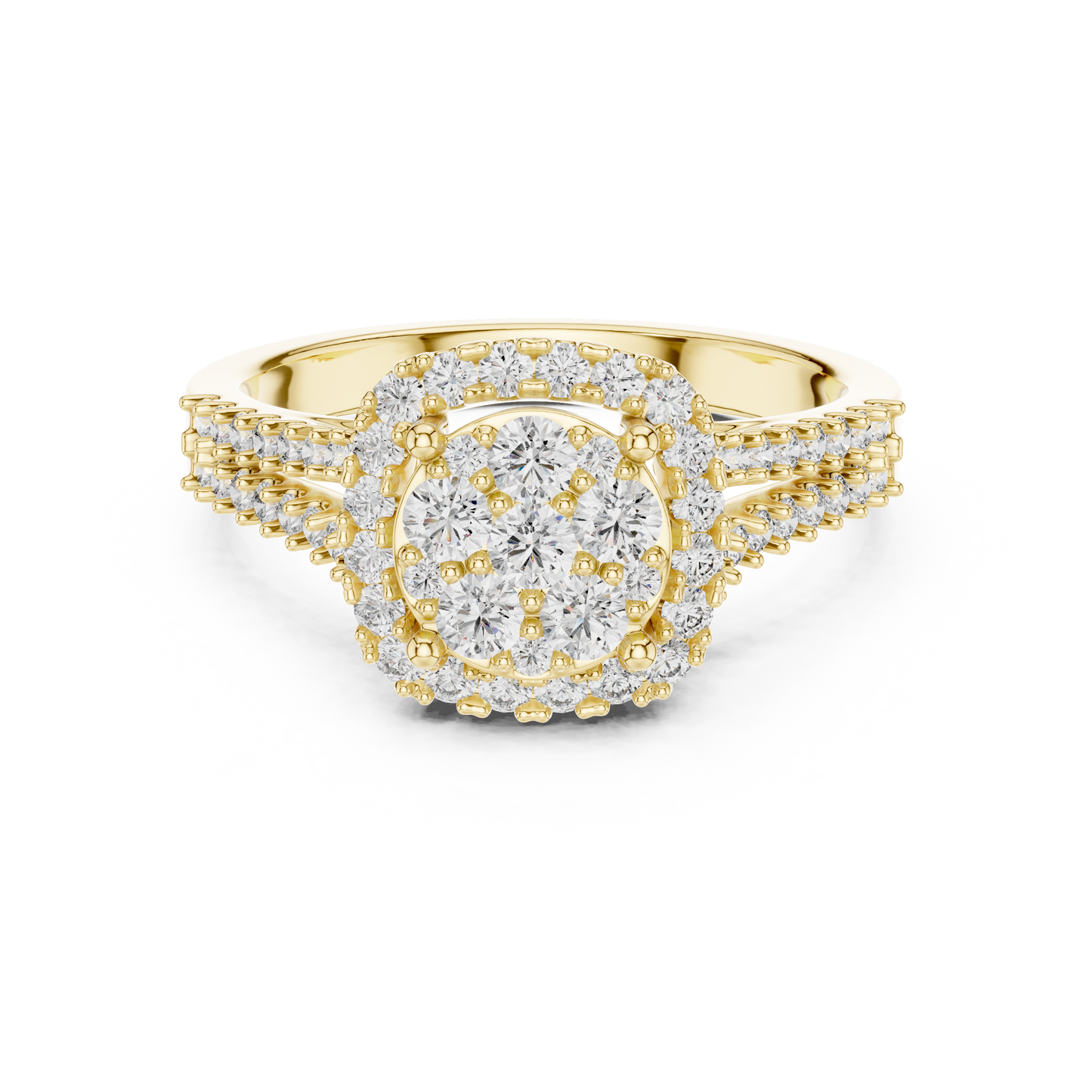 Round Cluster Lab Grown Diamond Halo Engagement Ring