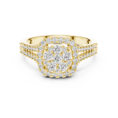 Round Cluster Lab Grown Diamond Halo Engagement Ring