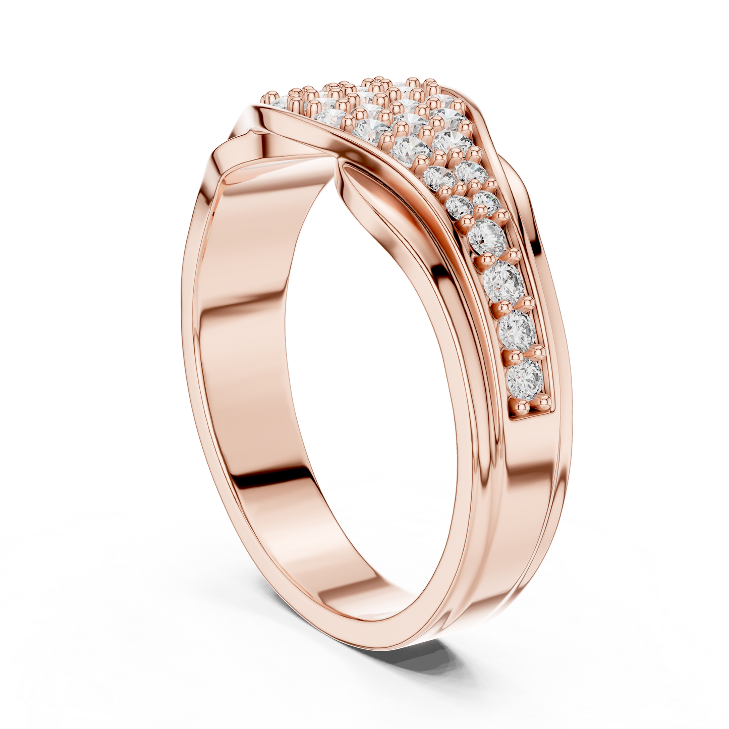Pave Cluster Round Lab Grown Diamond Rose Gold Ring