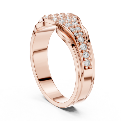 Pave Cluster Round Lab Grown Diamond Rose Gold Ring