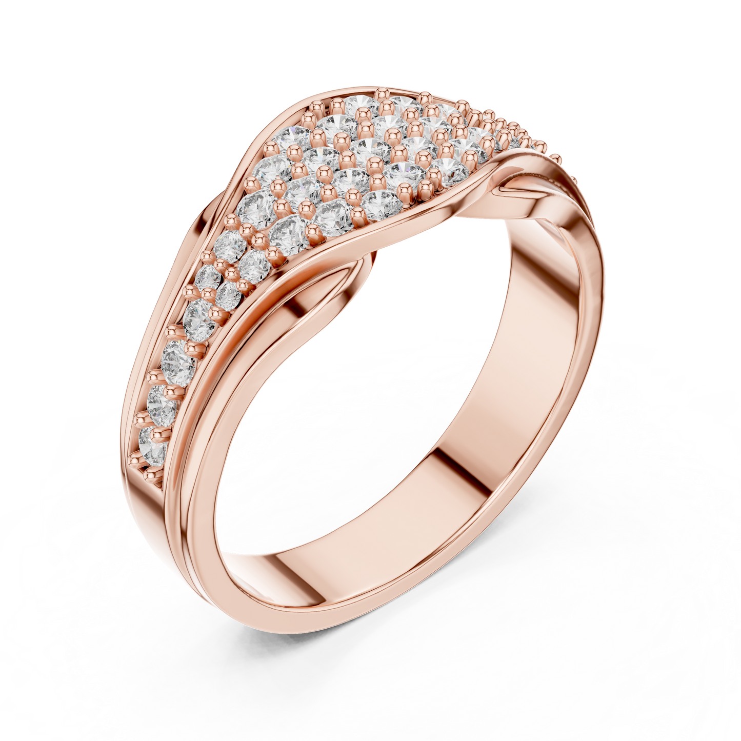Pave Cluster Round Lab Grown Diamond Rose Gold Ring