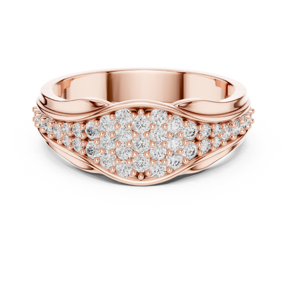 Pave Cluster Round Lab Grown Diamond Rose Gold Ring