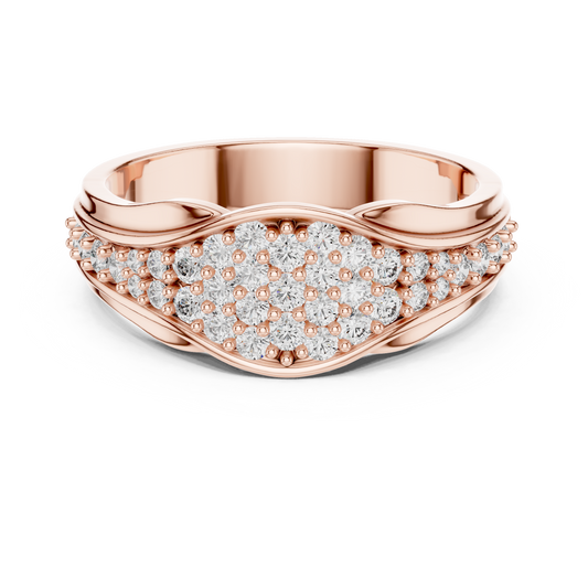 Pave Cluster Round Lab Grown Diamond Rose Gold Ring