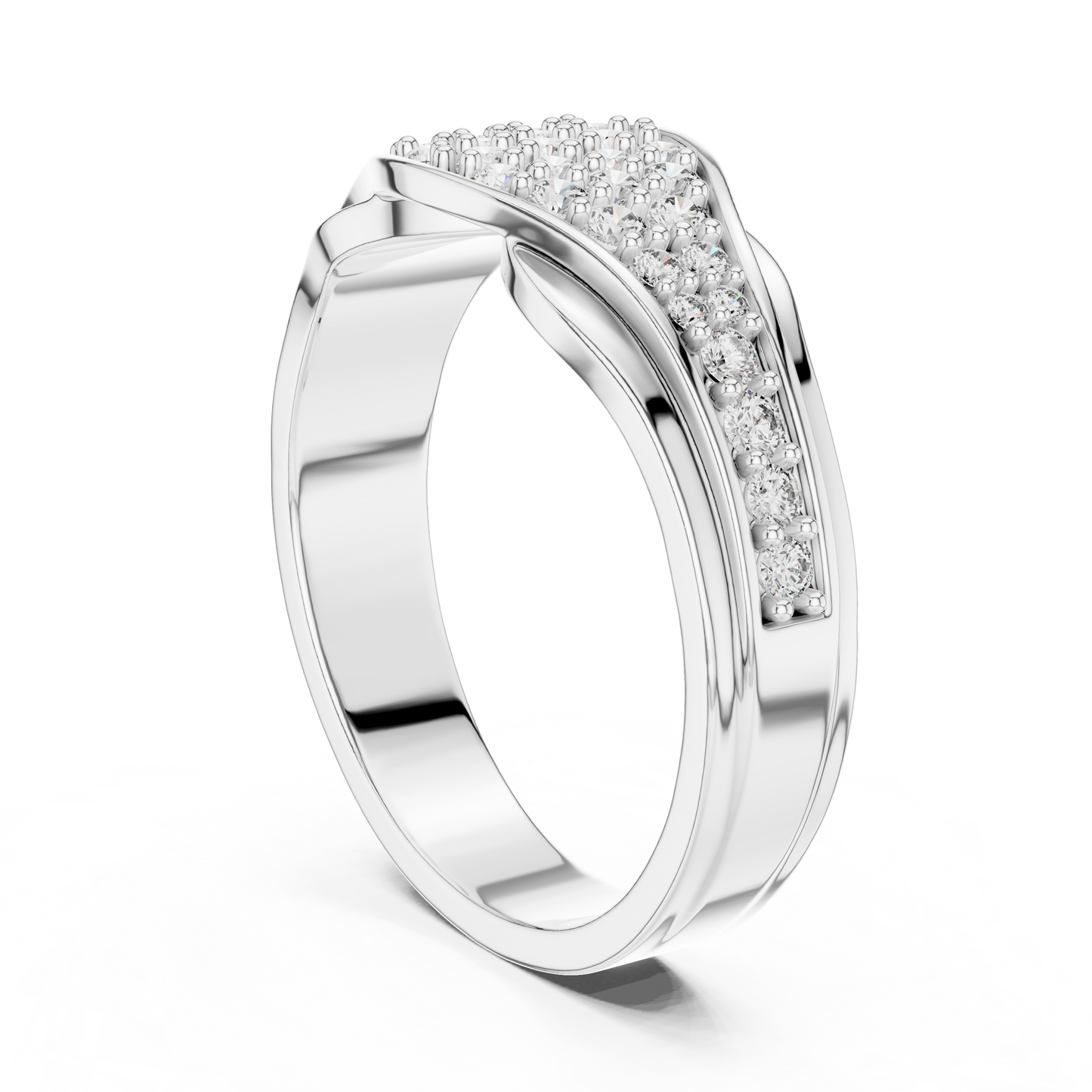 Pave Cluster Round Lab Grown Diamond Rose Gold Ring