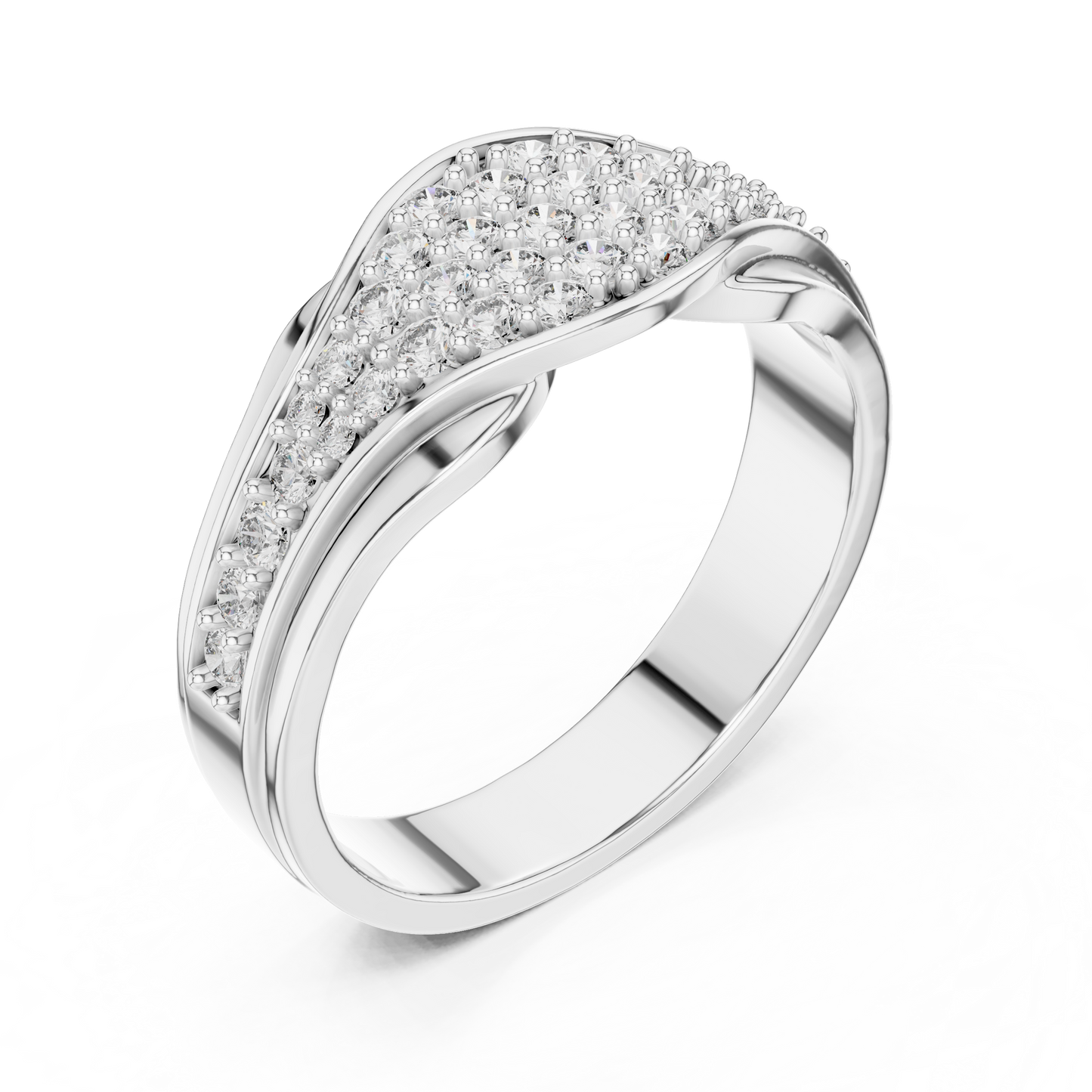 Pave Cluster Round Lab Grown Diamond Rose Gold Ring
