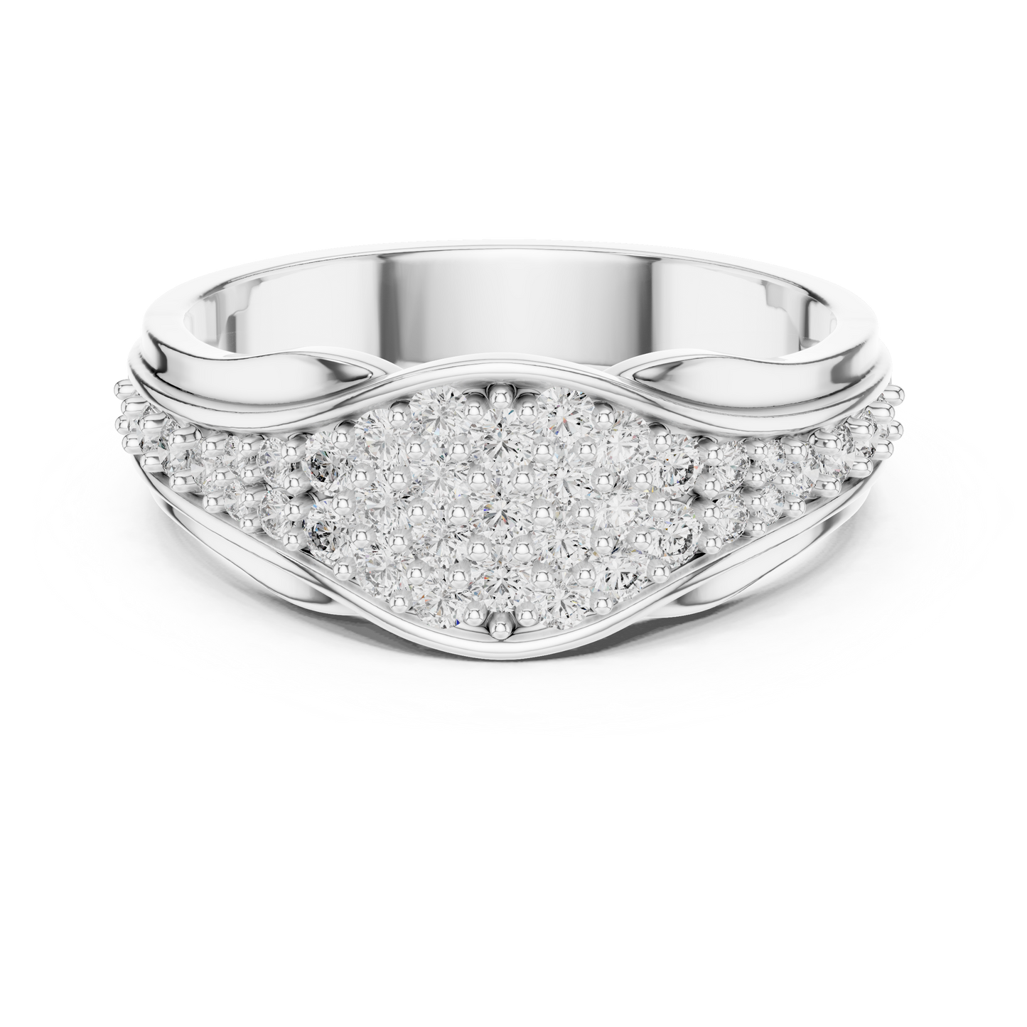 Pave Cluster Round Lab Grown Diamond Rose Gold Ring