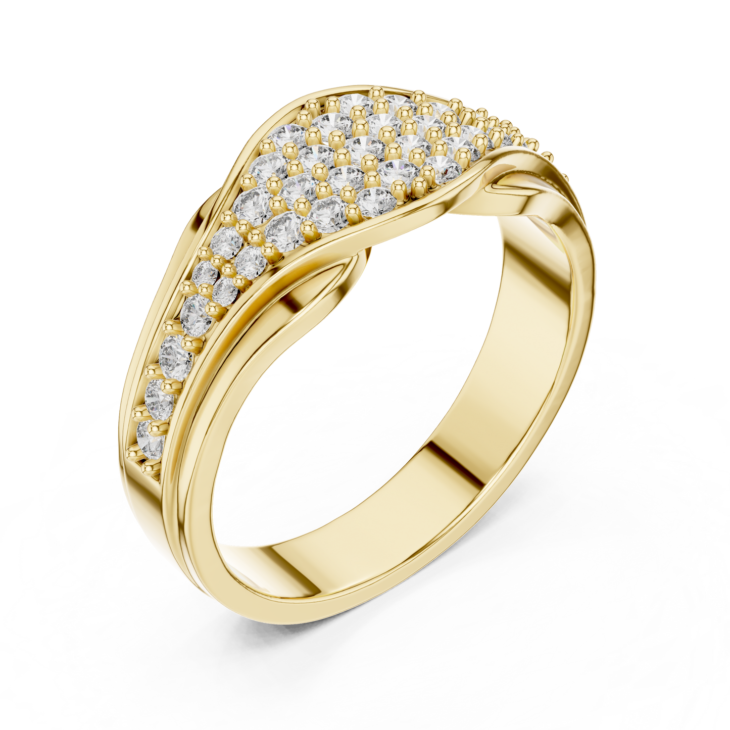 Pave Cluster Round Lab Grown Diamond Rose Gold Ring