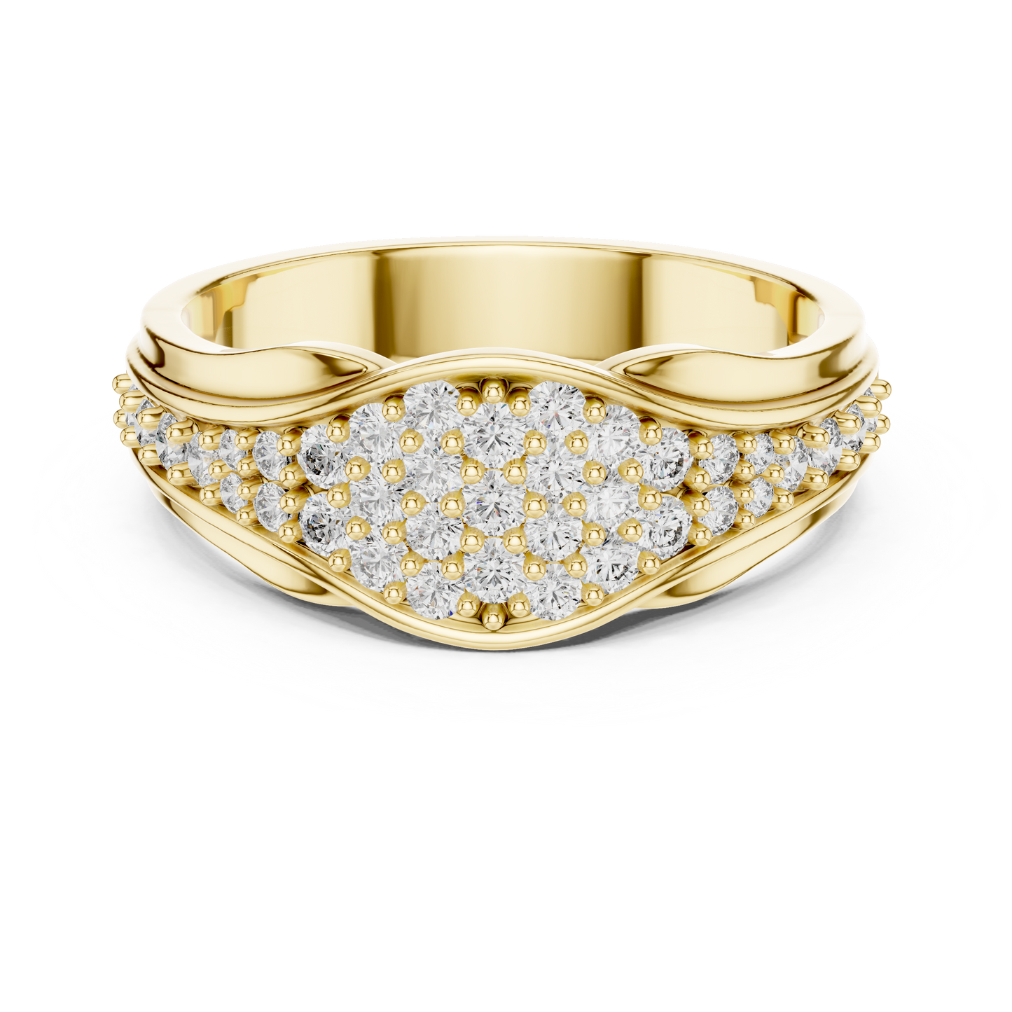 Pave Cluster Round Lab Grown Diamond Rose Gold Ring