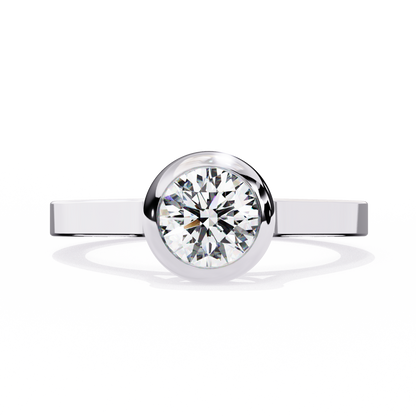 1.0 Ct Round Cut E-VS1 Lab Grown Diamond Bezel Engagement Ring